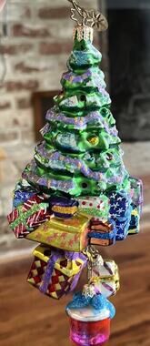 Christopher Radko 2002 Christmas Tree Fantasy Ornament Dangling Presents Gifts